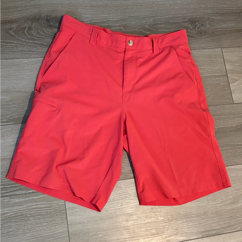 Columbia PFG Men’s Golf Fishing 34x10 Salmon Red Chino Shorts Lightweight